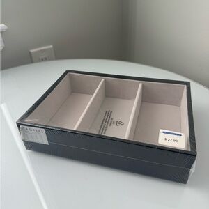 Container Store Black & Grey Stackable Jewelry Storage Velvet Interior